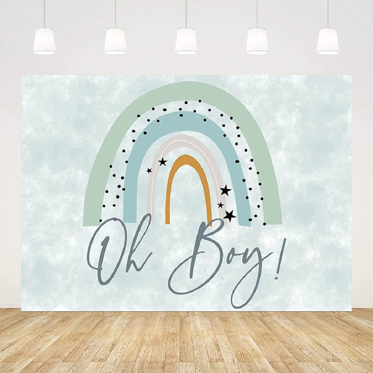 KingTons 7X5ft Oh Boy Baby Showewr Backdrop For Boys Boho Rainbow Baby
